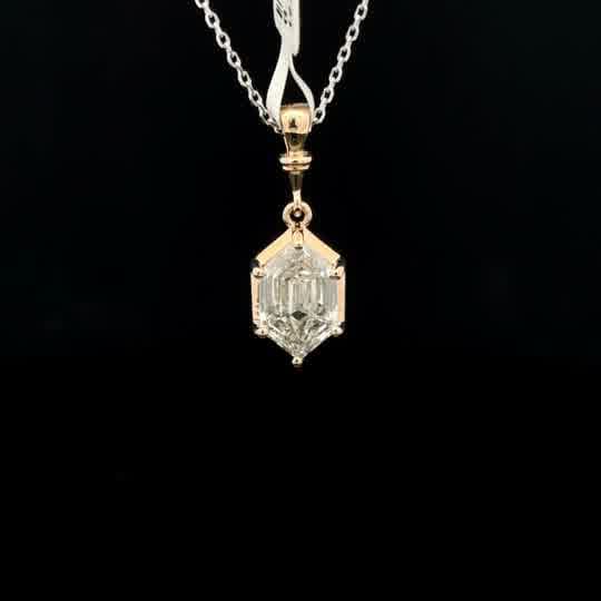 Hexagonal Cut Diamond Pendant in Yellow Gold