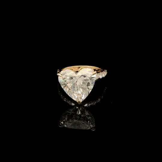 Heart-Shaped Diamond Solitaire Ring in Yellow Gold