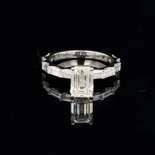 Emerald Cut Diamond Ring in White Gold