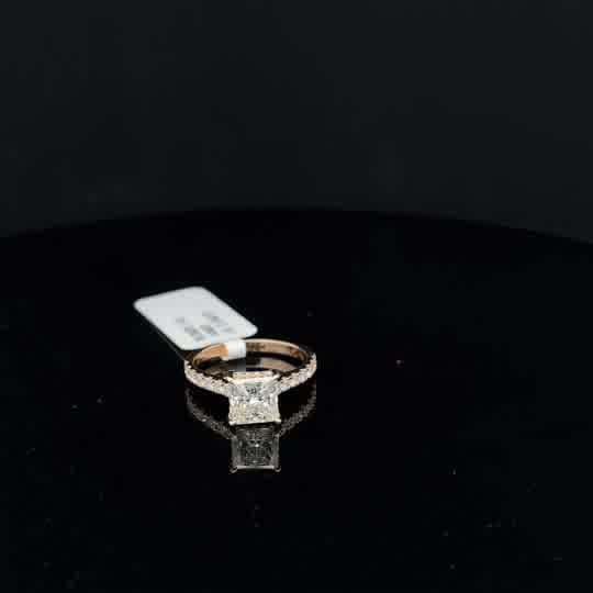 Rose Gold Princess Cut Diamond Pavé Engagement Ring