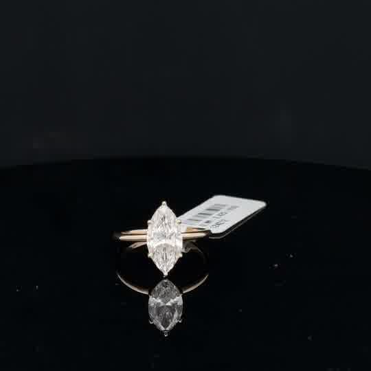 Marquise Cut Diamond Solitaire Ring in Yellow Gold
