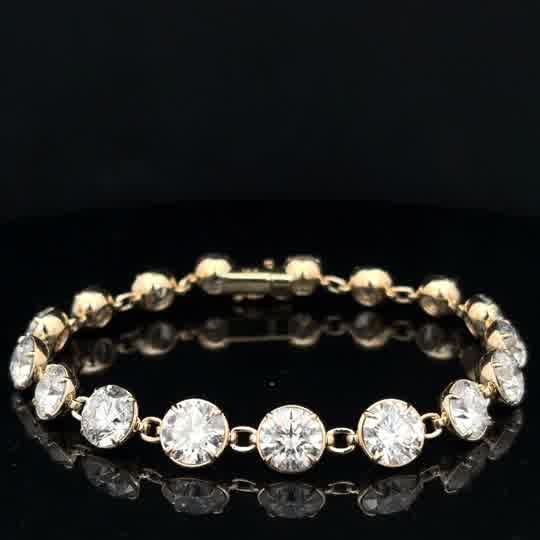 Yellow Gold Bezel-Set Round Diamond Tennis Bracelet LG wt:- 19.63cts