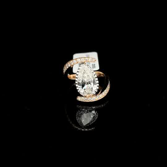 Yellow Gold Pear Diamond Bypass Cocktail Ring
