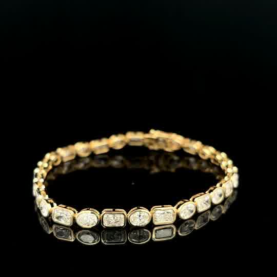 Yellow Gold Bezel-Set Diamond Tennis Bracelet