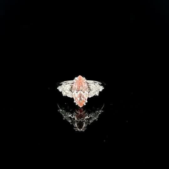 Fancy Pink Marquise Diamond Multistone Ring in White Gold