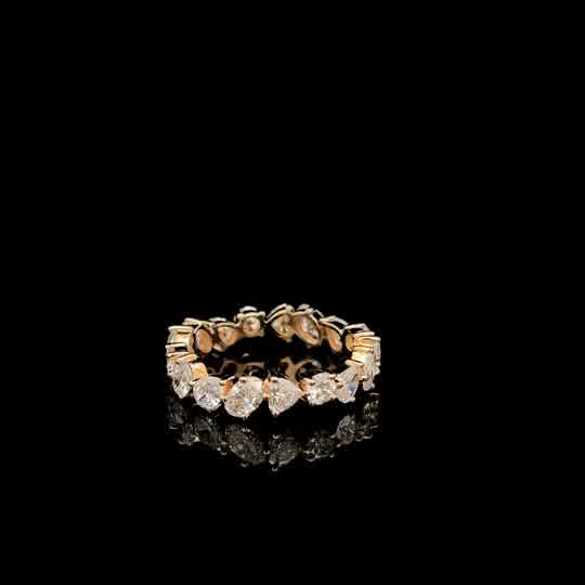 Heart-Shaped Diamond Eternity Ring in Yellow Gold
