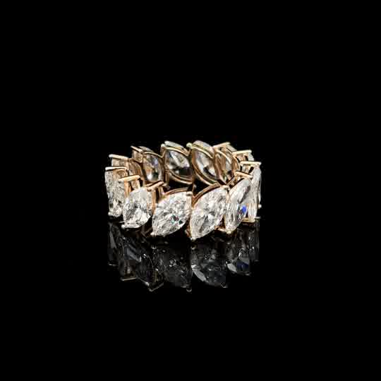 Yellow Gold Marquise Cut Diamond Eternity Ring