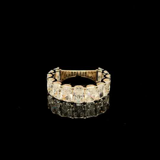 Radiant Cut Diamond Eternity Ring in Yellow Gold