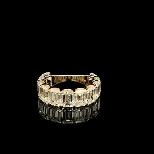 Emerald-Cut Diamond Eternity Ring in Yellow Gold