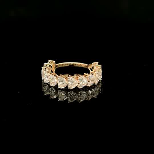 Heart Cut Diamond Eternity Ring in Yellow Gold