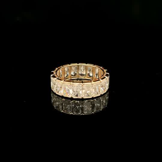 Radiant Cut Diamond Eternity Ring in Yellow Gold