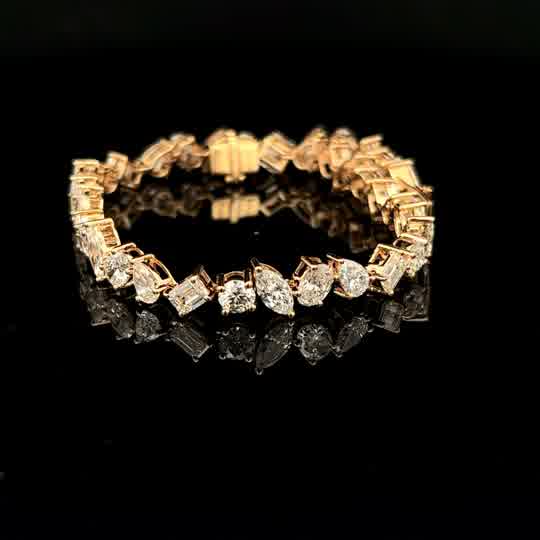 Multi-Shape Diamond Tennis Bracelet in Yellow Gold