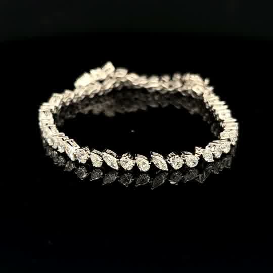 Mixed Shape Diamond Tennis Bracelet in White Gold