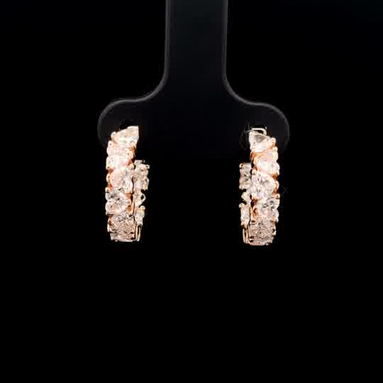 Heart-Shaped Diamond Hoop Earrings in Yellow Gold