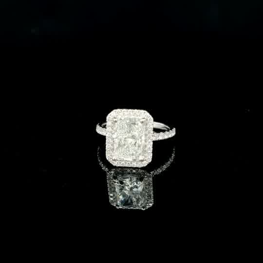 Radiant Cut Diamond Halo Engagement Ring in White Gold