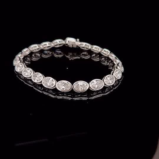 Oval Diamond Bezel-Set Tennis Bracelet in White Gold