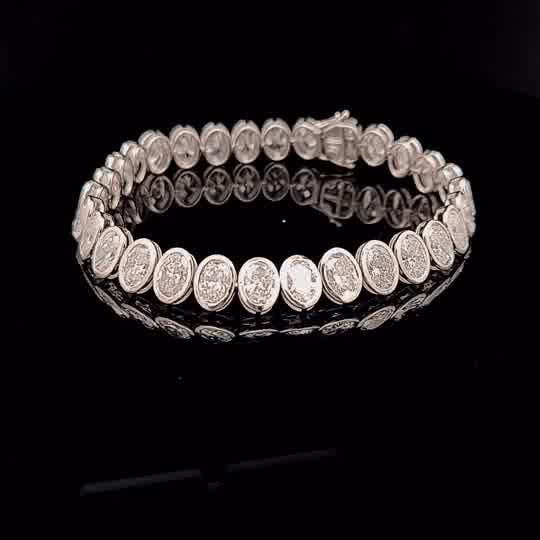Oval Diamond Bezel-Set Tennis Bracelet in White Gold