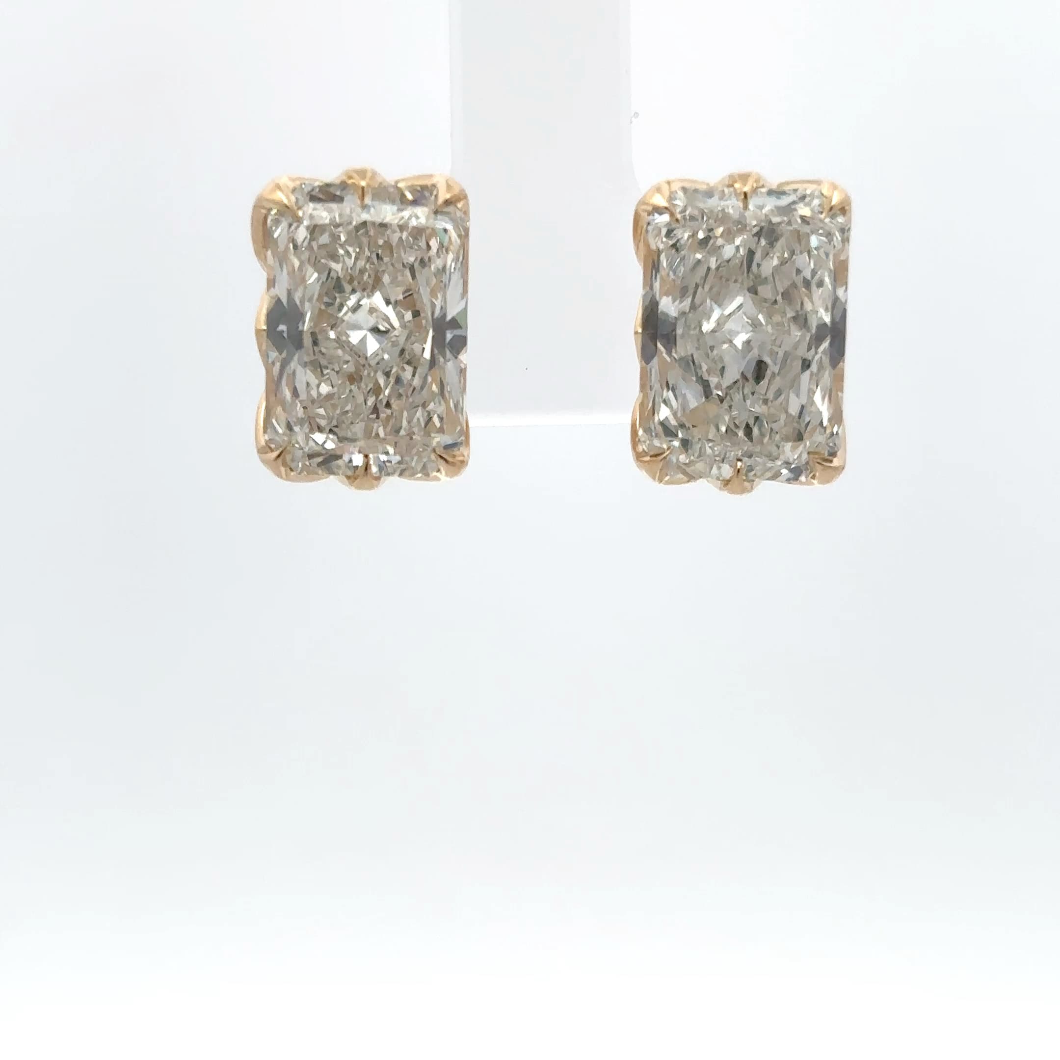 Cushion Cut Diamond Stud Earrings in Yellow Gold